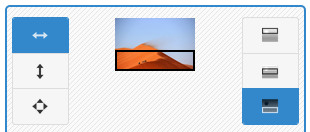Screenshot of Image Slider Maker generator tool interface - showing image position set as fit to width, align bottom