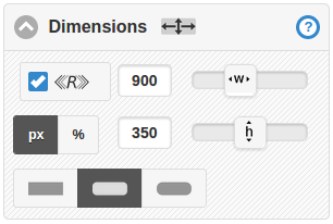 Dimensions controls showing settings for responsiveness, width, height and corner roundness
