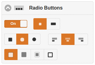 Radio button controls showing settings for type, shape, alignment and color