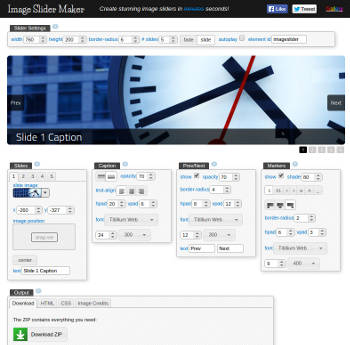 Screenshot showing original version of Image Slider Maker