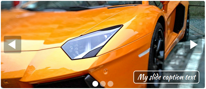 Slider example featuring photo of yellow Lamborghini