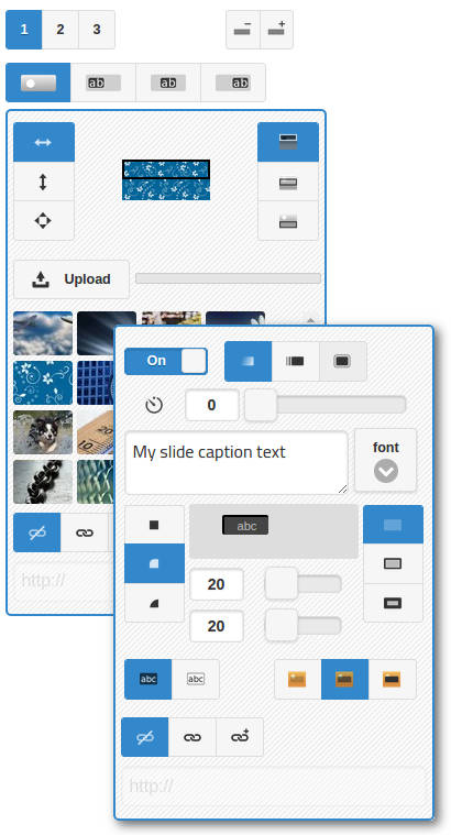 Slide image and caption controls